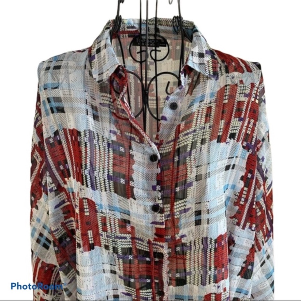 Topshop Long Sleeve Button Down Collared Shirt - image 5